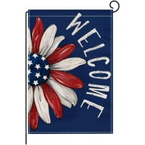 AMHNF 4th of July Floral Garden Flag Floral 12x18 inch Double Sided USA Flag Memorial Day Independence Day Garden Flag Outside Burlap Farmhouse Small Yard Flag