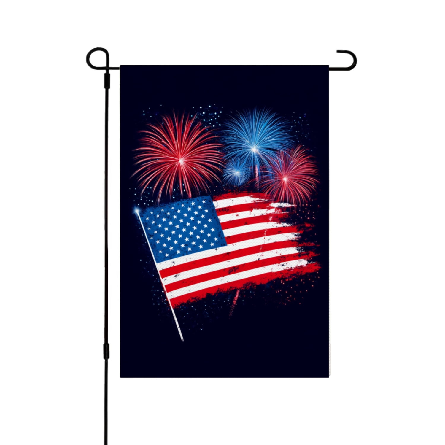 AMHNF American Flag with Fireworks Garden Flag for Spring Summer Home ...