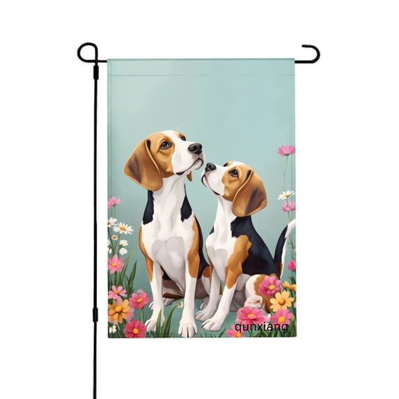 AMHNF Beagle Dogs In Flower Garden for Home Outdoor Garden Yard Decor 12x18 inch