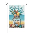 thumbnail image 1 of AMHNF Coastal Welcome Coral Seashell Starfish Linen Garden Flag for Spring Summer Home Outdoor Garden Yard Door Decor 12x18 inch, 1 of 5