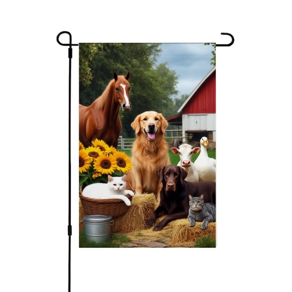 AMHNF Farm Animal Garden Flag for Spring Summer Home Outdoor Garden Yard Door Decor 12x18 inch