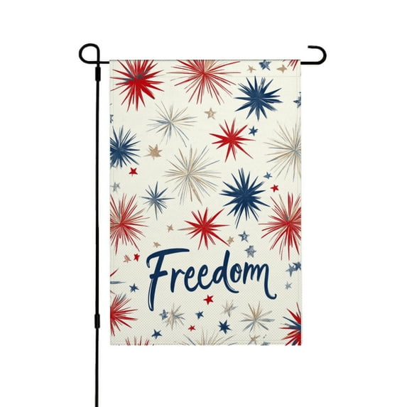AMHNF Freedom Linen Garden Flag 12x18 inch, Memorial Day Independence Day Yard Flag for Spring Summer Home Outdoor Garden Decoration
