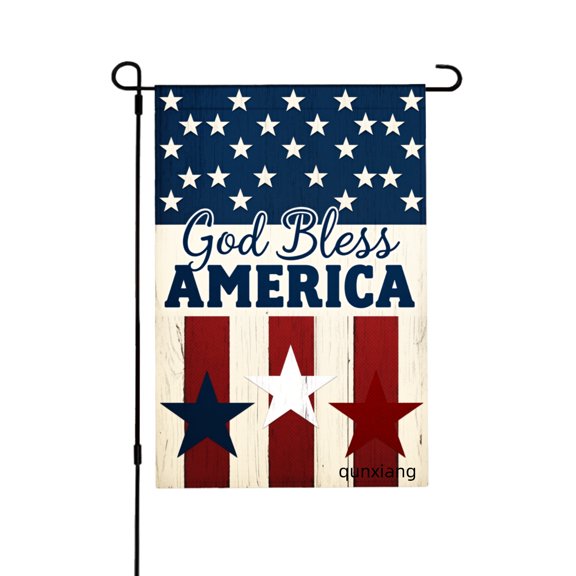 AMHNF God Bless America Patriotic Flag With Stars And Stripes Design For Home Outdoor Garden Yard Decor 12x18 inch