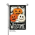 thumbnail image 1 of AMHNF Halloween Welcome Pumpkins Ghosts Linen Garden Flag for Halloween Home Outdoor Garden Yard Decor 12x18 inch, 1 of 5