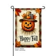 thumbnail image 1 of AMHNF Happy Fall Linen Garden Flag with Pumpkin and Plaid Hat for Spring Summer Home Outdoor Garden Yard Door Decor 12x18 inch, 1 of 5