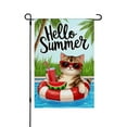 thumbnail image 1 of AMHNF Hello Summer Cat in Pool Linen Garden Flag for Spring Summer Home Outdoor Garden Yard Door Decor 12x18 inch, 1 of 5