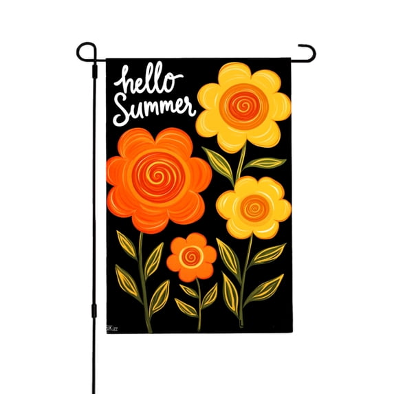AMHNF Hello Summer Floral Garden Flag For Home Outdoor Garden Yard Decor 12x18 inch