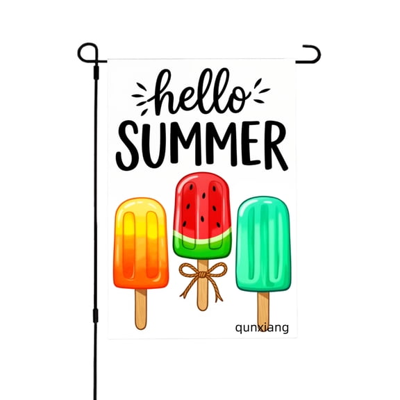 AMHNF Hello Summer Popsicle Garden Flag For Home Outdoor Garden Yard Decor 12x18 inch