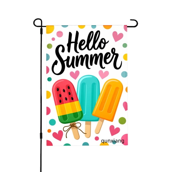 AMHNF Hello Summer Popsicles Garden Flag For Home Outdoor Garden Yard Decor 12x18 inch