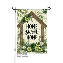 AMHNF Home Sweet Home Linen Garden Flag with Floral Design for Spring Summer Home Outdoor Garden Yard Door Decor 12x18 inch