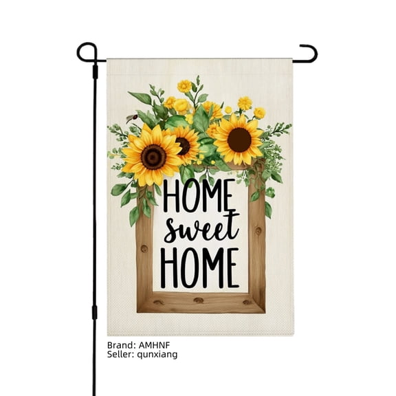 AMHNF Home Sweet Home Sunflower Linen Garden Flag for Spring Summer Home Outdoor Garden Yard Door Decor 12x18 inch