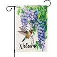 thumbnail image 1 of AMHNF Hummingbird Spring Summer Floral Garden Flag 12x18 Inch Double Sided Welcome Small Burlap Yard Flag for Outside, 1 of 5