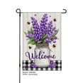 thumbnail image 1 of AMHNF Lavender Bouquet Bee Welcome Linen Garden Flag for Spring Summer Home Outdoor Garden Yard Door Decor 12x18 inch, 1 of 5