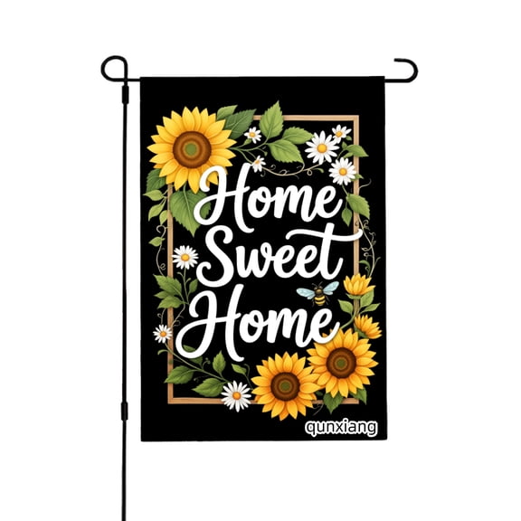 AMHNF Linen Garden Flag Home Sweet Home Sunflower And Daisy Design For Home Outdoor Garden Yard Decor 12x18 inch