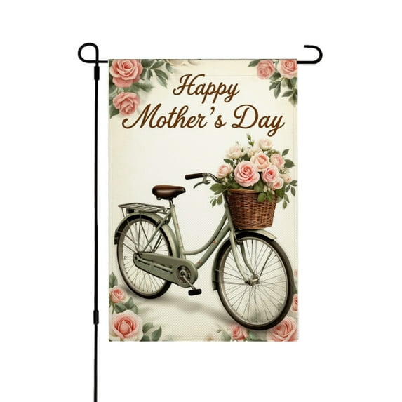 AMHNF Linen Garden Flag for Mother's Day Spring Summer Home Outdoor Garden Yard Door Decor 12x18 inch