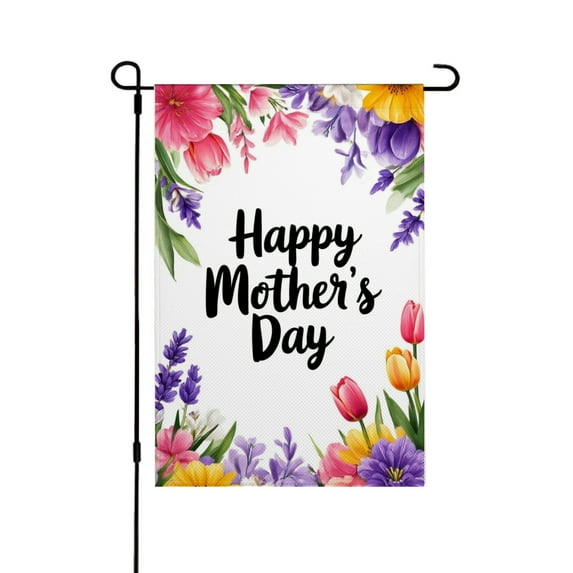 AMHNF Linen Garden Flag for Mother's Day Spring Summer Home Outdoor Garden Yard Door Decor 12x18 inch