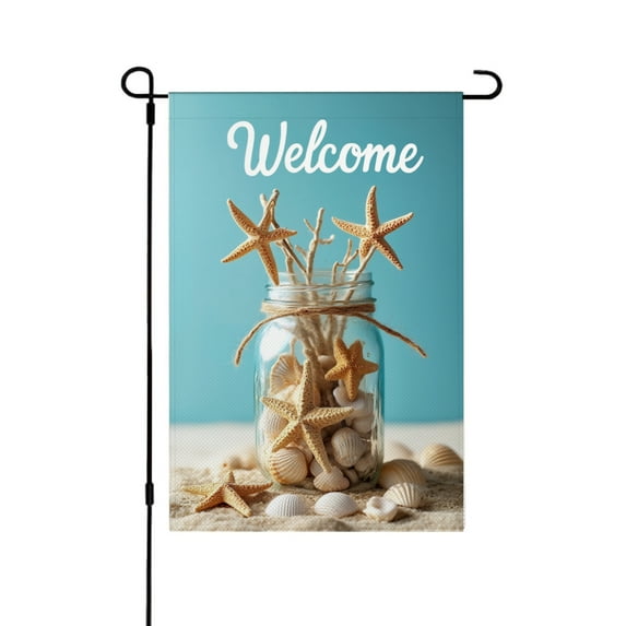 AMHNF Linen Garden Flag with Beach Theme for Spring Summer Home Outdoor Garden Yard Door Decor 12x18 inch