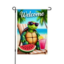 AMHNF Linen Garden Flag with Cool Turtle, Welcome Sign for Spring Summer Home Outdoor Garden Yard Door Decor 12x18 inch