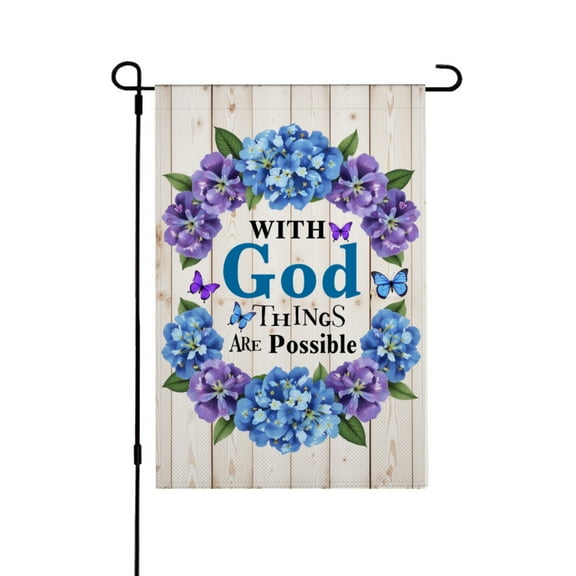 AMHNF Linen Garden Flag with God All Things Are Possible for Spring Summer Home Outdoor Garden Yard Door Decor 12x18 inch
