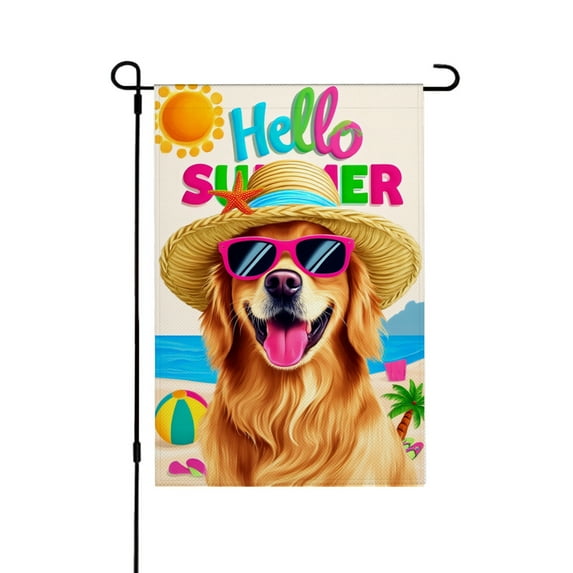 AMHNF Linen Garden Flag with Hello Summer Design for Spring Summer Home Outdoor Garden Yard Door Decor 12x18 inch