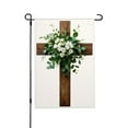 thumbnail image 1 of AMHNF Linen Garden Flag with Wooden Cross and Floral Bouquet for Spring Summer Home Outdoor Garden Yard Door Decor 12x18 inch, 1 of 5