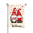 thumbnail image 1 of AMHNF Love Gnomes Valentine Heart Welcome Burlap Linen Garden Flag For Home Outdoor Garden Yard Decor 12x18 Inch, 1 of 5