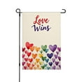 thumbnail image 1 of AMHNF Love Wins Linen Garden Flag 12x18 inch, LGBTQ Pride Month Yard Flag for Spring Summer Home Outdoor Garden Decoration, 1 of 5