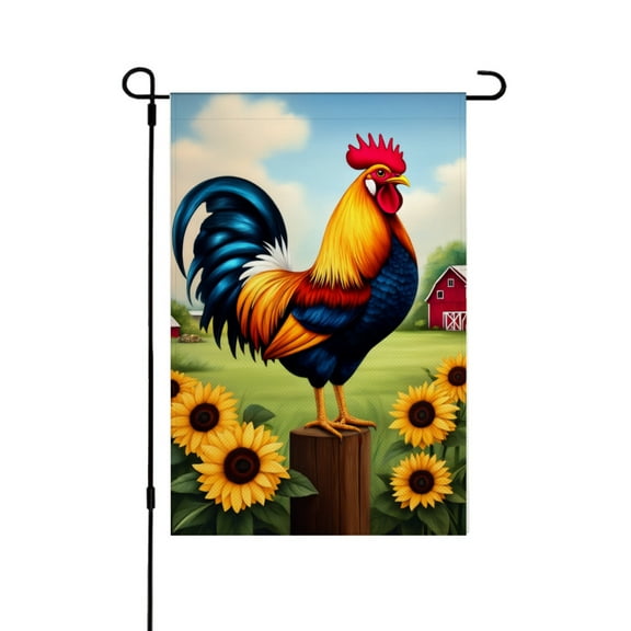 AMHNF Rooster Garden Flag for Spring Summer Home Outdoor Garden Yard Door Decor 12x18 inch