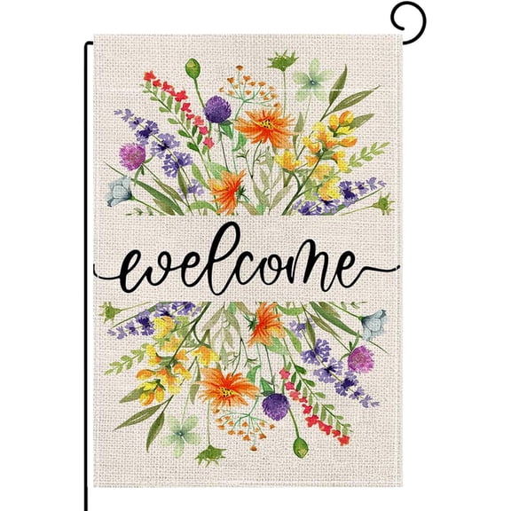 AMHNF Spring Flag Decoration for Home,Spring Flowers Garden Flag 12x18 inch Double Sided Outside, Summer Floral Seasonal Welcome Yard Outdoor Flag