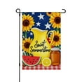 thumbnail image 1 of AMHNF Sunflower Watermelon Honey Bee Linen Garden Flag for Spring Summer Home Outdoor Garden Yard Door Decor 12x18 inch, 1 of 5