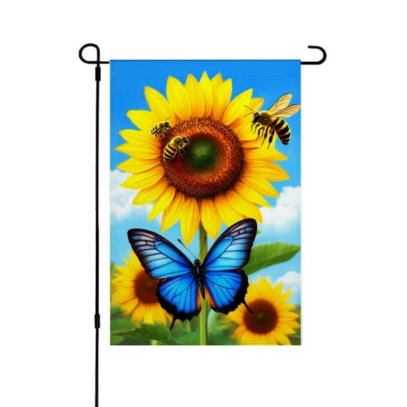 AMHNF Sunflower and Butterfly Garden Flag for Spring Summer Home Outdoor Garden Yard Door Decor 12x18 inch