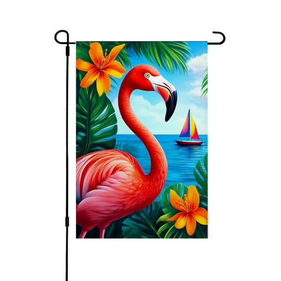 AMHNF Tropical Flamingo Garden Flag for Spring Summer Home Outdoor Garden Yard Door Decor 12x18 inch