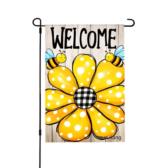 AMHNF Welcome Bee And Flower Garden Flag For Home Outdoor Garden Yard Decor 12x18 inch