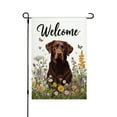 thumbnail image 1 of AMHNF Welcome Chocolate Labrador in Wildflowers Linen Garden Flag for Spring Summer Home Outdoor Garden Yard Door Decor 12x18 inch, 1 of 5