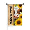 thumbnail image 1 of AMHNF Welcome Cow and Sunflowers Linen Garden Flag for Spring Summer Home Outdoor Garden Yard Door Decor 12x18 inch, 1 of 5
