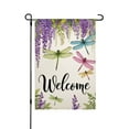 thumbnail image 1 of AMHNF Welcome Dragonfly Wisteria Linen Garden Flag for Spring Summer Home Outdoor Garden Yard Door Decor 12x18 inch, 1 of 5