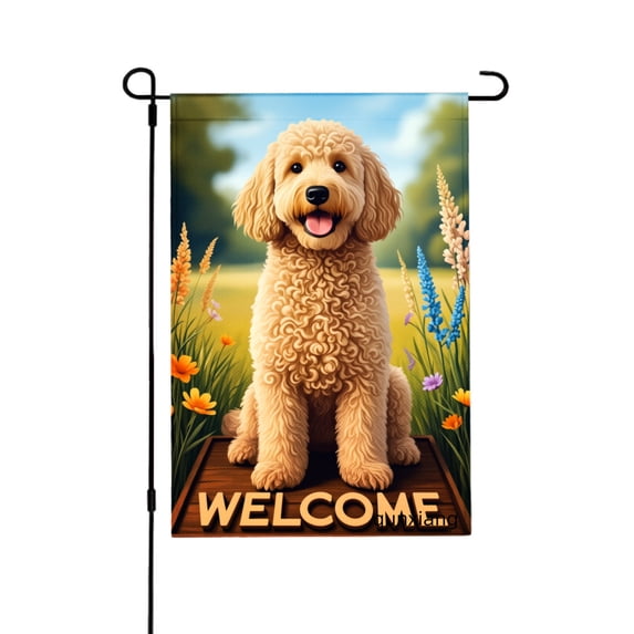 AMHNF Welcome Golden Poodle Garden Flag For Home Outdoor Garden Yard Decor 12x18 inch