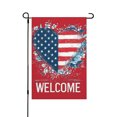 thumbnail image 1 of AMHNF Welcome Heart American Flag Linen Garden Flag 12x18 inch, Memorial Day Independence Day Yard Flag for Spring Summer Home Outdoor Garden Decoration, 1 of 5