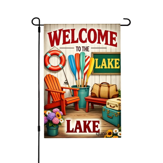 AMHNF Welcome To The Lake Garden Flag For Home Outdoor Garden Yard Decor 12x18 inch