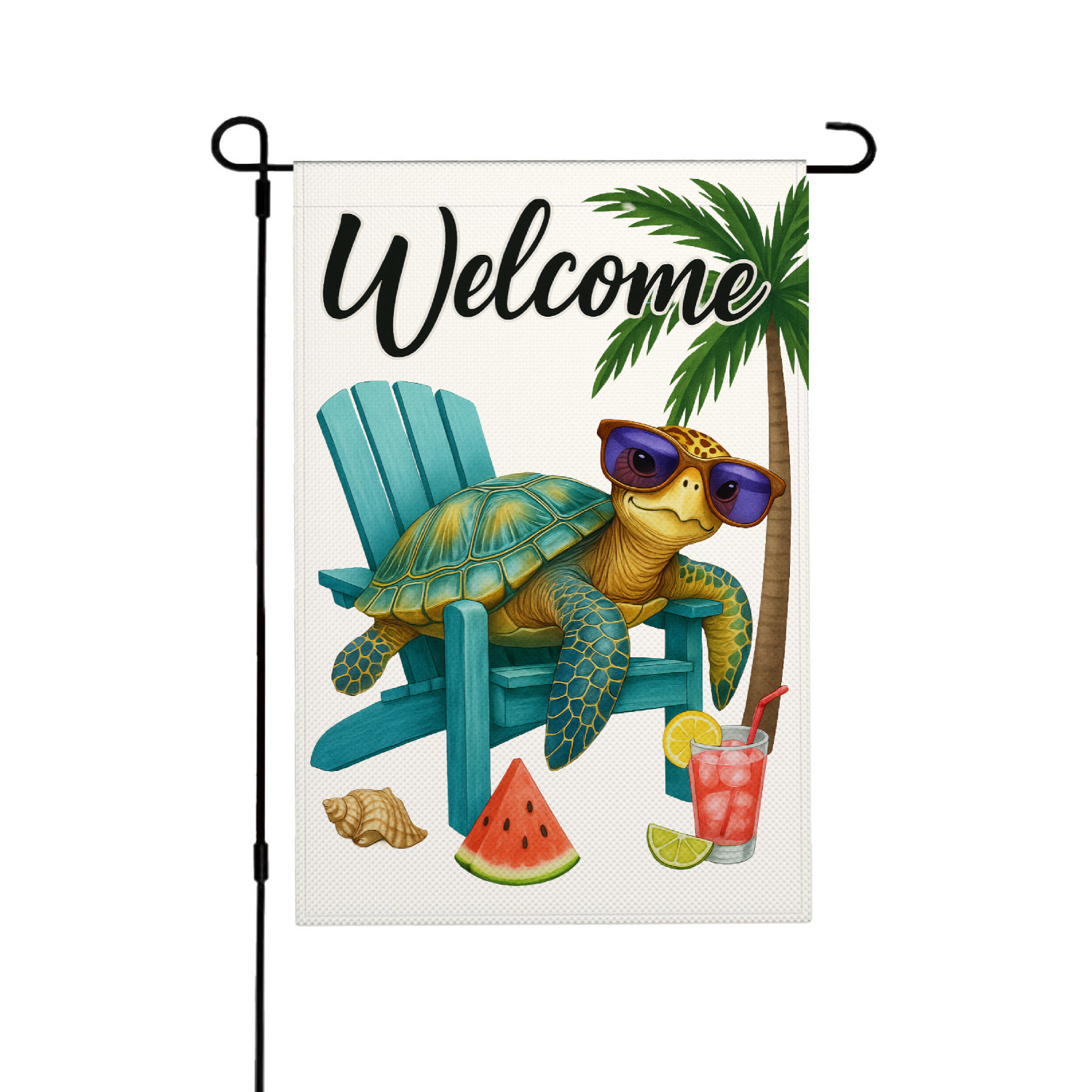 AMHNF Welcome Turtle on Beach Chair Linen Garden Flag for Spring Summer ...