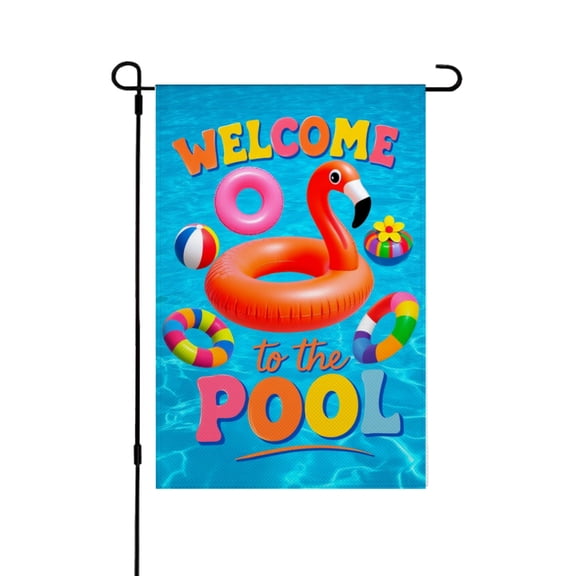 AMHNF Welcome to the Pool Garden Flag for Spring Summer Home Outdoor Garden Yard Door Decor 12x18 inch