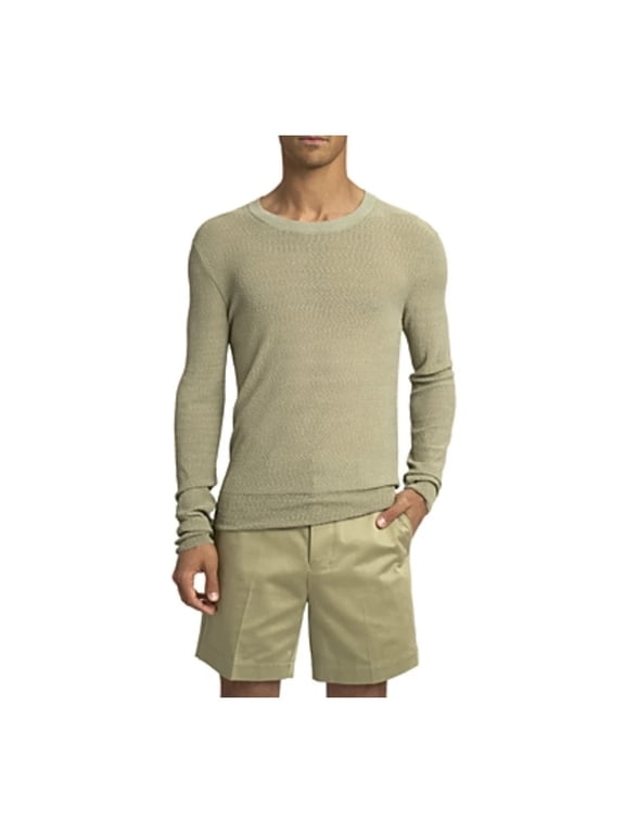 Semi-Sheer Boucle Sweater Men's S Sage Crew Neck L/S