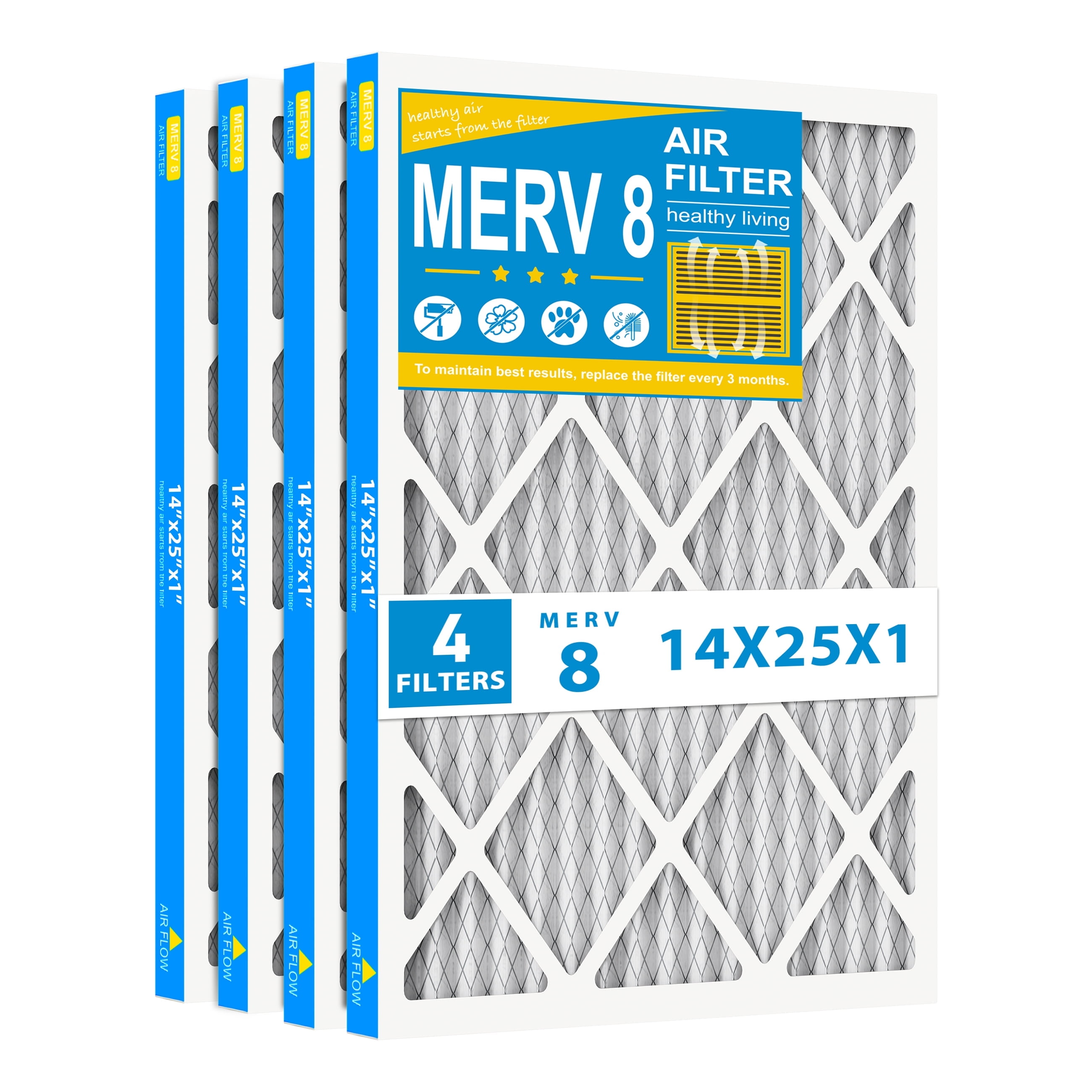 AMI PARTS 14x25x1 MERV 8 Pleated Filter,HVAC Furnace Air Filter Removes Pollen and Dust