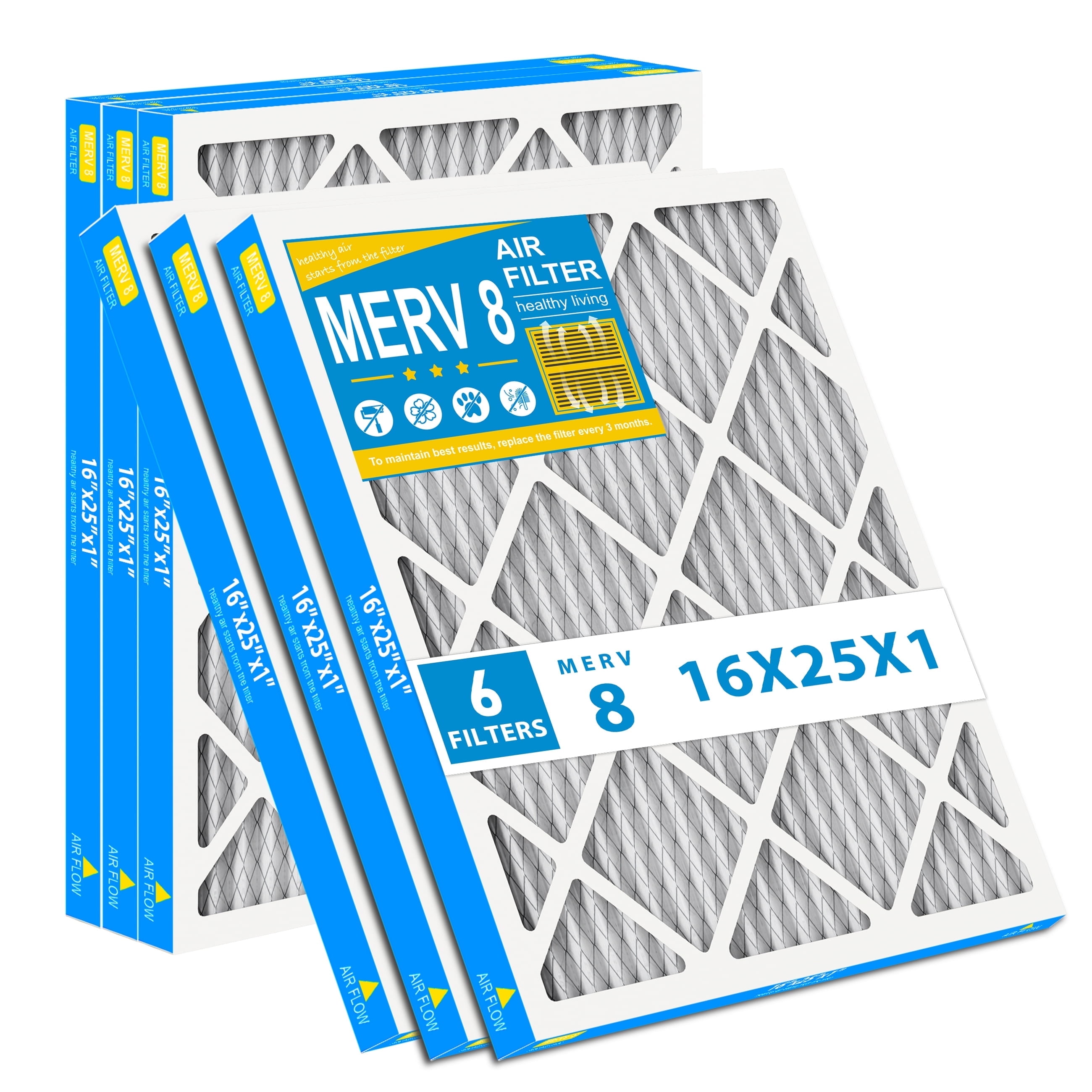 AMI PARTS 16x25x1 MERV 8 Pleated Filter, Electrostatic Design Removes Pollen and Dust