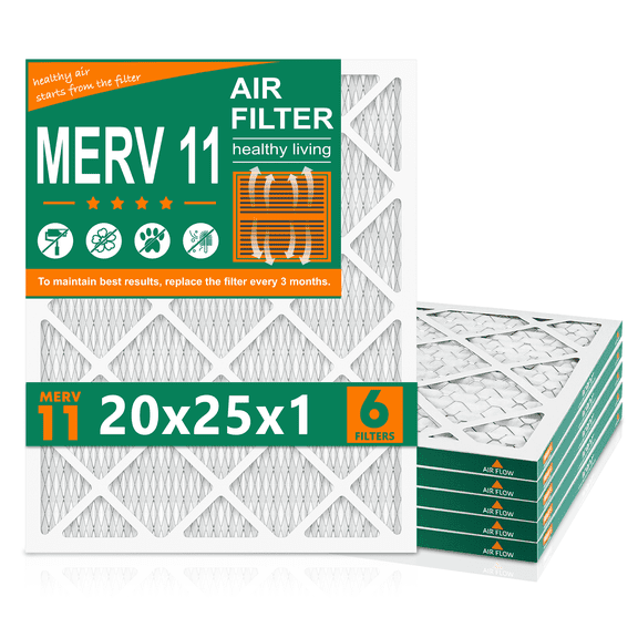 SUIXINEYI 20x25x1 MERV11 Air Cleaning Filter Non-Woven Fabric HVAC Furnace With Pleated Design for Home,6 Packs