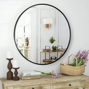 AMI PARTS 24 inches Black Round Wall Mirror Circle Wall Vanity Mirror with Metal Frame for Bathroom