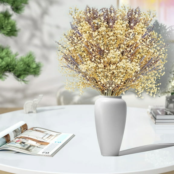AMI PARTS Dried Artifical Lavender Babys Breath Flowers with Mix Bundle, Ivory White