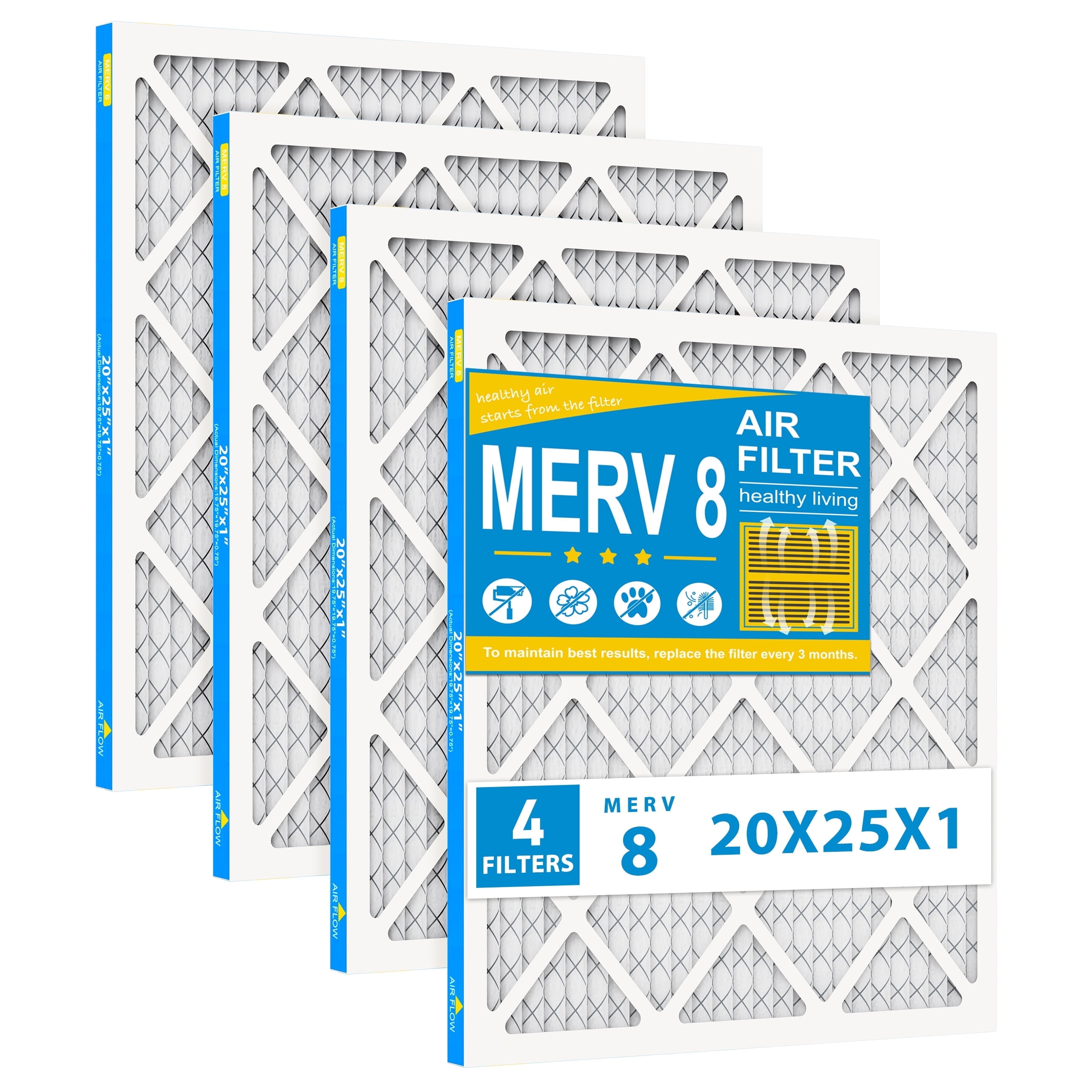 AMI PARTS Filtrete 20x25x1 AC Furnace Air Filter, MERV 8, Pleated 1-Inch Electrostatic Air Cleaning Filter, 4 Pack