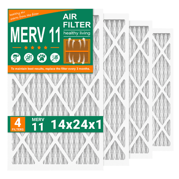 AMI PARTS MERV11 14x24x1 Pleated Air Filter HVAC Furnace for Dust Reduction Non-Woven Fabric,4 Filters