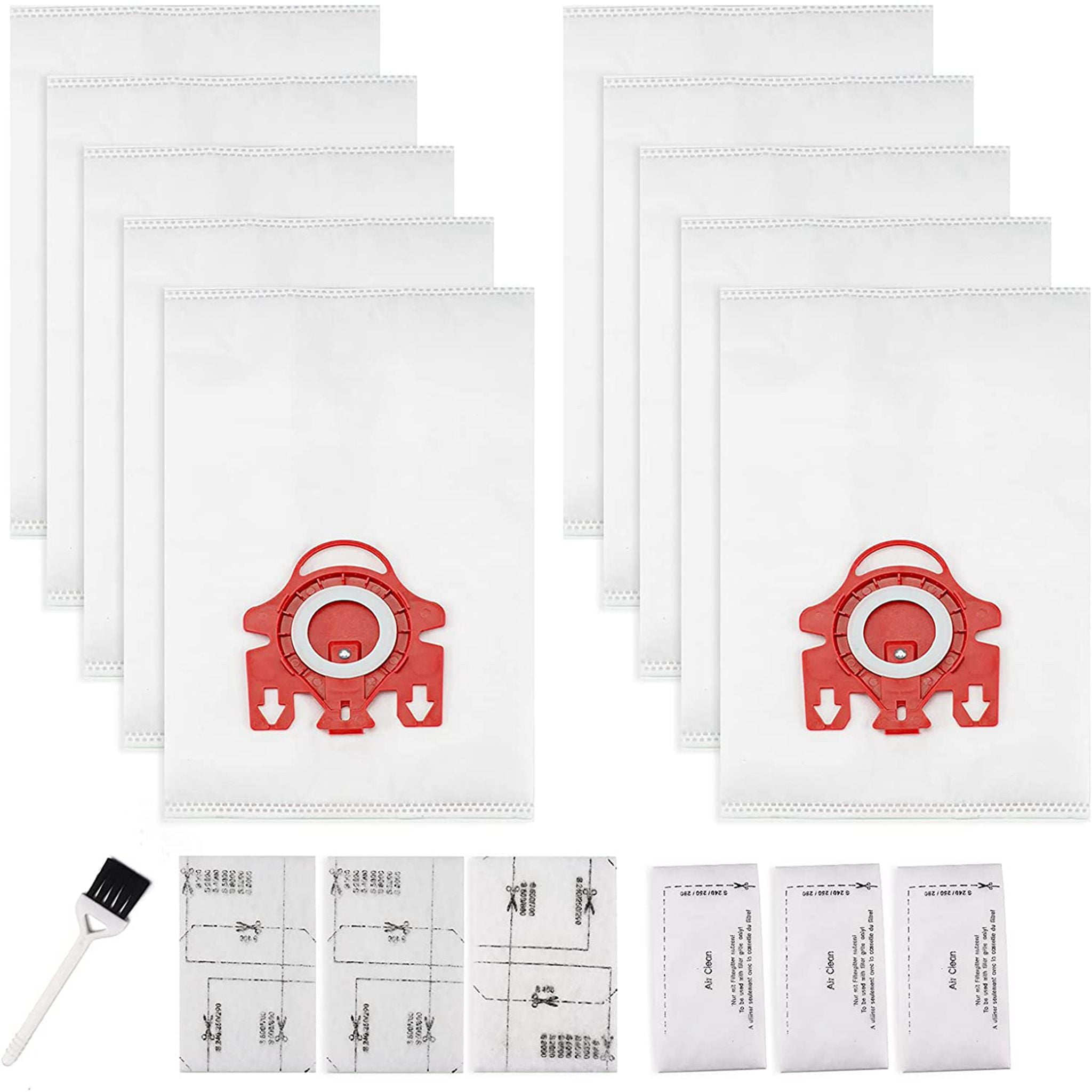 3D AirClean Dust Bags Replacement for Miele FJM Vacuum Compact C2 Compact C1 Complete C1 S241 S290 S300i S500 S700 S4 S6 Series (Pack of 10) with 3